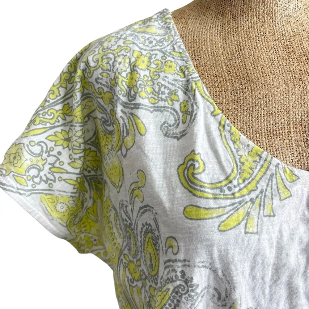 PrAna White Paisley Organic Cotton Drawstring Tunic Dress | XL | Boho Beach